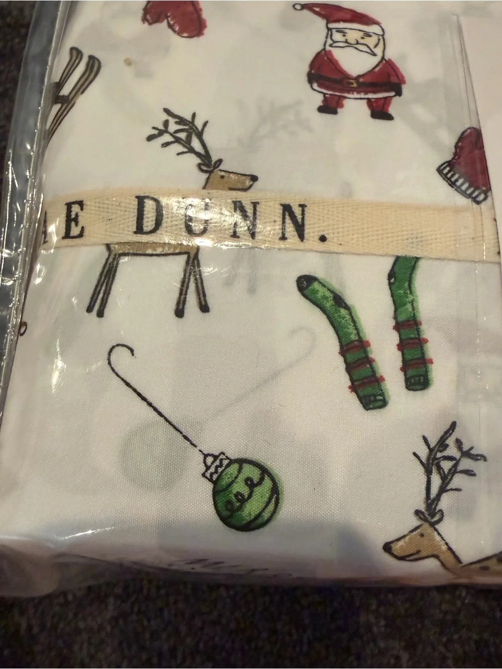 Rae Dunn Merry Everything Queen Sheet Set Christmas Santa Reindeer NWT